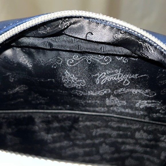 Disney Boutique Rare Blue Embroidered Mickey❤️Minnie Faux Leather Backpack